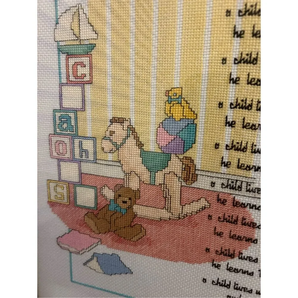 Vintage Handmade Cross-Stitch Children Learn What They Live by Dorothy Law Nolte